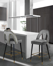 Load image into Gallery viewer, Akoya Grey Velvet Stool