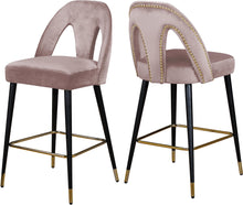 Load image into Gallery viewer, Akoya Pink Velvet Stool