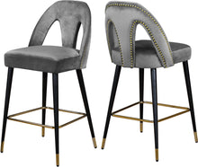 Load image into Gallery viewer, Akoya Grey Velvet Stool