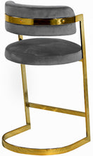Load image into Gallery viewer, Stephanie Grey Velvet Stool
