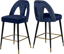 Load image into Gallery viewer, Akoya Navy Velvet Stool