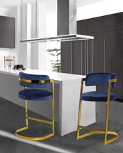Load image into Gallery viewer, Stephanie Navy Velvet Stool