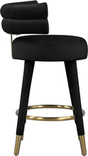 Load image into Gallery viewer, Fitzroy Black Velvet Counter Stool