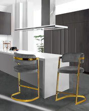 Load image into Gallery viewer, Stephanie Grey Velvet Stool