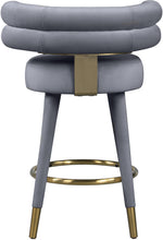 Load image into Gallery viewer, Fitzroy Grey Velvet Counter Stool
