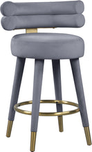 Load image into Gallery viewer, Fitzroy Grey Velvet Counter Stool