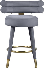 Load image into Gallery viewer, Fitzroy Grey Velvet Counter Stool