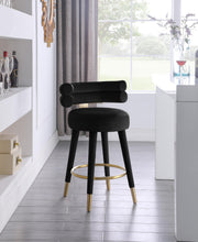 Load image into Gallery viewer, Fitzroy Black Velvet Counter Stool