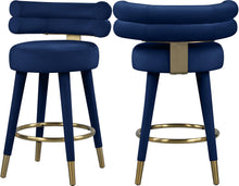 Load image into Gallery viewer, Fitzroy Navy Velvet Counter Stool