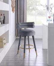 Load image into Gallery viewer, Fitzroy Grey Velvet Counter Stool