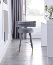 Load image into Gallery viewer, Fitzroy Grey Velvet Counter Stool