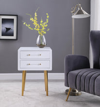 Load image into Gallery viewer, Zane White Laquer with Gold Side Table