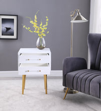 Load image into Gallery viewer, Zane White Laquer with Gold Side Table