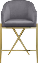 Load image into Gallery viewer, Xavier Grey Velvet Counter Stool