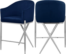 Load image into Gallery viewer, Xavier Navy Velvet Counter Stool