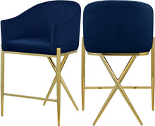 Load image into Gallery viewer, Xavier Navy Velvet Counter Stool