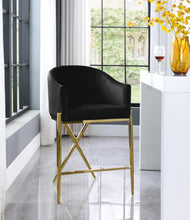 Load image into Gallery viewer, Xavier Black Velvet Counter Stool