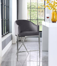 Load image into Gallery viewer, Xavier Grey Velvet Counter Stool
