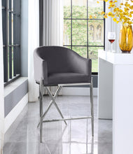 Load image into Gallery viewer, Xavier Grey Velvet Counter Stool