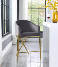 Load image into Gallery viewer, Xavier Grey Velvet Counter Stool