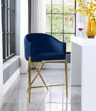 Load image into Gallery viewer, Xavier Navy Velvet Counter Stool
