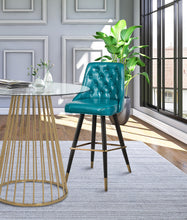 Load image into Gallery viewer, Portnoy Teal Faux Leather Counter/Bar Stool