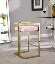 Load image into Gallery viewer, Ezra Pink Velvet Stool
