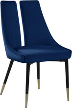 Load image into Gallery viewer, Sleek Navy Velvet Dining Chair