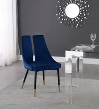 Load image into Gallery viewer, Sleek Navy Velvet Dining Chair