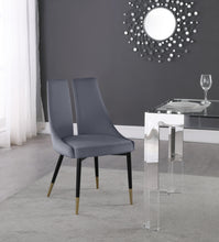 Load image into Gallery viewer, Sleek Grey Velvet Dining Chair