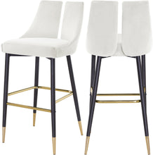 Load image into Gallery viewer, Sleek Cream Velvet Stool
