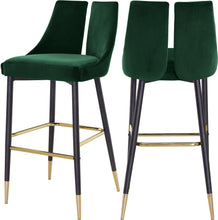 Load image into Gallery viewer, Sleek Green Velvet Stool