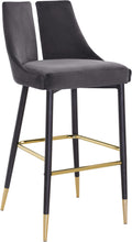 Load image into Gallery viewer, Sleek Grey Velvet Stool