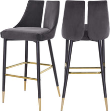 Load image into Gallery viewer, Sleek Grey Velvet Stool