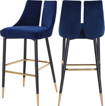 Load image into Gallery viewer, Sleek Navy Velvet Stool