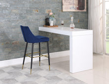 Load image into Gallery viewer, Sleek Navy Velvet Stool