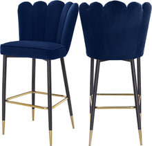 Load image into Gallery viewer, Lily Navy Velvet Stool