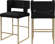 Load image into Gallery viewer, Caleb Black Velvet Counter Stool