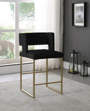Load image into Gallery viewer, Caleb Black Velvet Counter Stool