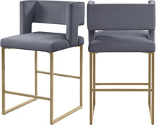 Load image into Gallery viewer, Caleb Grey Velvet Counter Stool