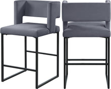 Load image into Gallery viewer, Caleb Grey Velvet Counter Stool