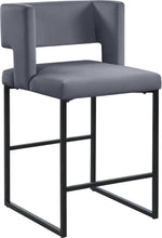 Load image into Gallery viewer, Caleb Grey Velvet Counter Stool