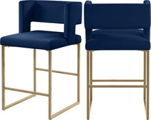 Load image into Gallery viewer, Caleb Navy Velvet Counter Stool
