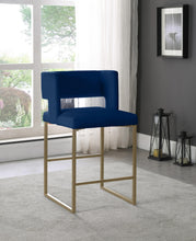 Load image into Gallery viewer, Caleb Navy Velvet Counter Stool