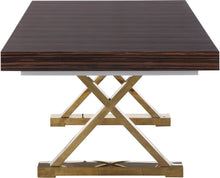 Load image into Gallery viewer, Excel Brown Zebra Wood Veneer Lacquer Extendable Dining Table (3 Boxes)