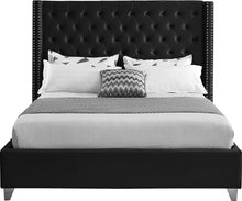 Load image into Gallery viewer, Aiden Black Velvet Queen Bed