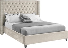 Load image into Gallery viewer, Aiden Cream Velvet Queen Bed