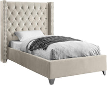 Load image into Gallery viewer, Aiden Cream Velvet Twin Bed