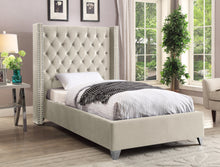 Load image into Gallery viewer, Aiden Cream Velvet Twin Bed