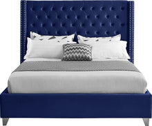 Load image into Gallery viewer, Aiden Navy Velvet King Bed